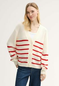 Кардиган TOM TAILOR DENIM V NECK CARDIGAN, Placed White Red Stripe/Red