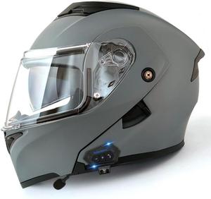 Шлем внедорожный Yagteycll Bluetooth с двойными козырьками, графитовый