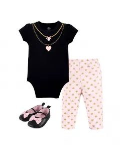 Комплект одежды Little Treasure для девочек: боди, штанишки и подходящие туфельки Baby Vision, мультиколор