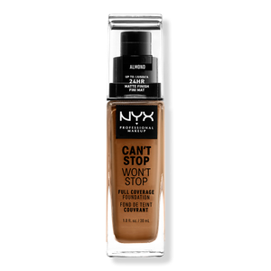 Тональная основа Can't Stop Won't Stop с матовым покрытием, обеспечивающая полное покрытие в течение 24 часов. NYX Professional Makeup, Almond (medium w/ cool undertone)