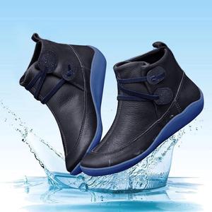 Женские ботильоны винтажные ковбойские с круглым носком, плоским каблуком, модные короткие ботинки из искусственной кожи, удобные для ходьбы Generic, Blue