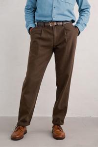 Мужские брюки из смеси льна и шерсти рулевого Seasalt Cornwall, коричневый