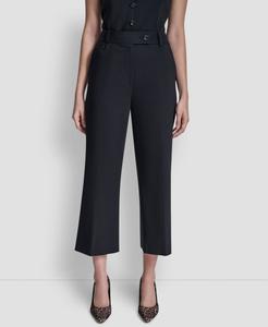 Женские прямые брюки с декоративными складками DKNY, Black