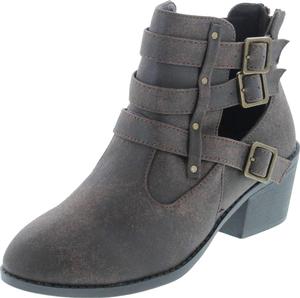 Женские модные ботильоны Forever Link Eury-1 с круглым носком, пряжками и низким каблуком, Brown