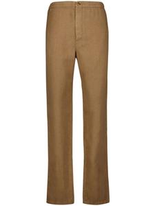 Boglioli straight-leg linen trousers, коричневый