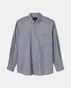 Мужская рубашка с длинным рукавом больших размеров из ткани виллела с узором «гусиная лапка», классическая Dustin, темно-синий