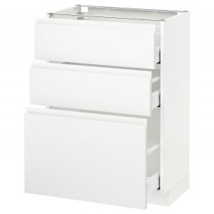 Тумба под шкаф с 3 выдвижными ящиками, белая/матовая белая Voxtorp, 60x37 см. IKEA Metod / Maximera