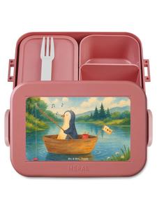 Mr. & Mrs. Panda Дизайн коробки для закусок в виде пингвина и рыбацкой лодки без слогана, пастельно-красный цвет