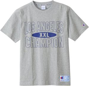 Мужская футболка Champion C3-X324 с коротким рукавом, круглый вырез, 100% хлопок, бирка USA Jock Tag, графический принт, футболка с коротким рукавом, спортивный стиль, синий/серый