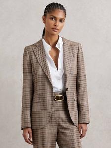 Однобортный клетчатый блейзер River Reiss, Neutral