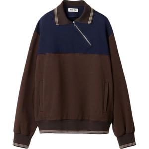 Толстовка с воротником-поло на молнии Miu Miu, cocoa коричневый