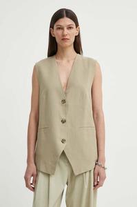 Жилет из смесового льна Samsoe Samsoe, зеленый