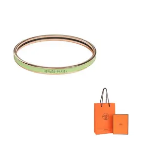 HERMES Эмалевые браслеты с розовым золотым покрытием Bubble Green
