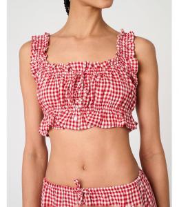 Женский укороченный топ с рюшами и пуговицами WeWoreWhat, Red multi