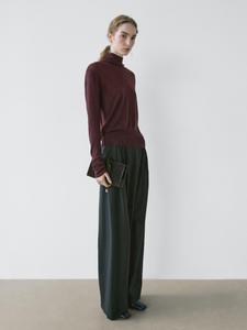 Брюки с широкими штанинами и вытачками - Studio Massimo Dutti, black