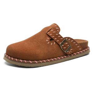 PLO CART Резиновая подошва устойчивые к истиранию противоскользящие закрытые тапочки унисекс коричневые, цвет Brown