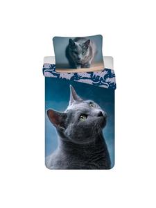 Постельное белье из хлопка Dark Cat - пододеяльник 140x200 см и наволочка синего цвета COFI 1453, 140 x 200 см