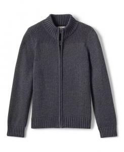 Школьная форма для мальчиков, хлопковый модальный кардиган на молнии спереди, свитер Lands' End, зеленый