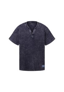 Футболка с коротким рукавом воротником-хенли и эффектом потертости Tom Tailor, синий