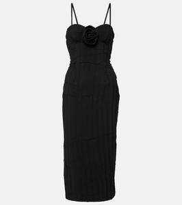 Платье миди без бретелек с цветочной аппликацией Blumarine, черный