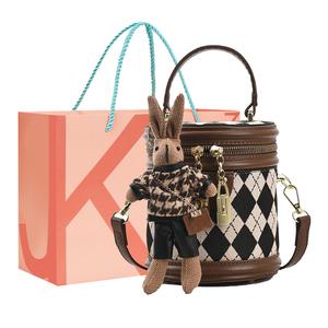 Сумка-ведро PU, Сумка через плечо, Кроссбод, Клатч Обычная Женская Коричневая/Черная/Кофейная/Розовая/Экрю JANE KLAIN