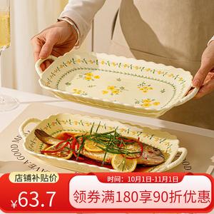 CERAMICS Fresh Underglaze Color Bowl And Plate Set, набор из 2 керамических тарелок с двойной ручкой, 30 см