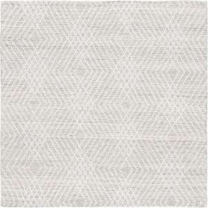Ковер SAFAVIEH, 183 x 183 см,  Abstract Collection, Silver & Ivory, геометрический рисунок, ручной работы, смесь шерсти, идеально для гостиной, спальни, столовой (ABT499G-6SQ)