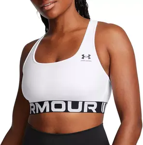 Женский спортивный бюстгальтер с логотипом Under Armour HeatGear Mid, белый/черный