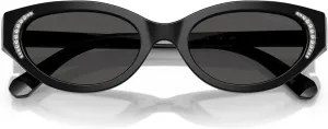 Женские солнцезащитные очки Swarovski SK6030F с низкой переносицей и круглой оправой, Black/Dark Grey