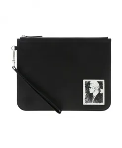 Элегантный кожаный клатч Karl Lagerfeld, черный