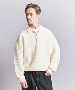 Вязаная рубашка-поло с асимметричным краем, пригодна для стирки Beauty&Youth United Arrows, цвет Off White