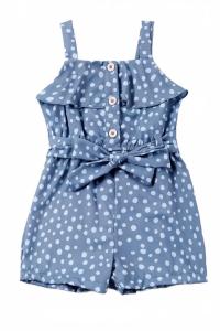 Детский комбинезон с рюшами и горошком для мамы и дочки в голубом Honeydew