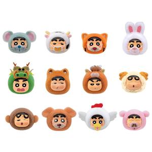 Плюшевая кукла Crayon Shin Chan, китайский зодиак, мистери бокс, одиночный мистери бокс/полный бокс 12 шт EAKI