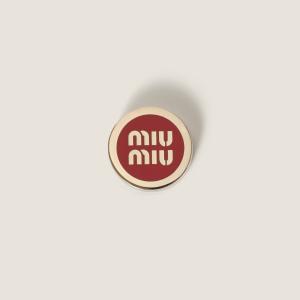 Эмалированная брошь с металлическим логотипом MIU MIU, красные