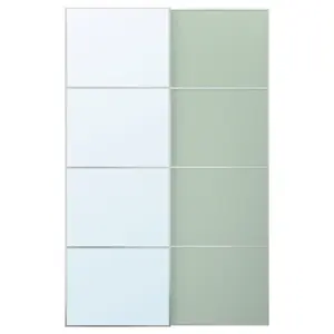 Пара раздвижных дверей, светло-зелено-зеркальное стекло, 150x236 см, AULI/MEHAMN IKEA