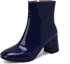 Женские ботинки MRKEWUNEY Fashion Go Go с массивным каблуком, на щиколотку, с боковой молнией, ботильоны для платья, 305 Blue