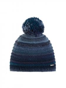 Вязаная шапка из миката с помпоном темно-синего цвета Eisbär