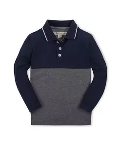 Поло из органического трикотажа с длинными рукавами и цветными блоками для мальчиков - для детей постарше. Hope & Henry, синий