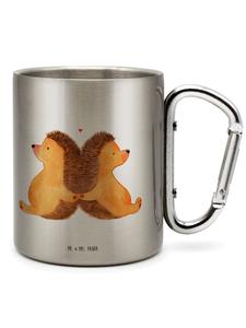 Кружка с изображением ежика, держащегося за руки, без надписи, серебряная Mr. & Mrs. Panda