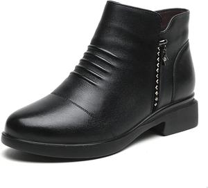 Женские ботильоны Yiozoi с эластичной подошвой, нескользящие, на толстом каблуке, мягкие бохо короткие ботинки с квадратным каблуком, Black