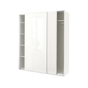 Гардероб PAX/HASVIK IKEA, 200x66x236 см, цвет white/high-gloss white