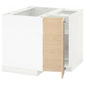 Угловой шкаф с каруселью METOD IKEA, 88x62x70 см, цвет white/askersund light ash effect