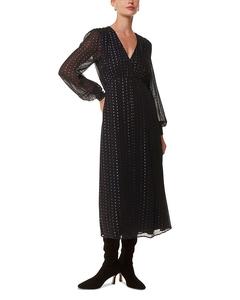 Платье миди в металлизированную полоску Whistles, мультиколор