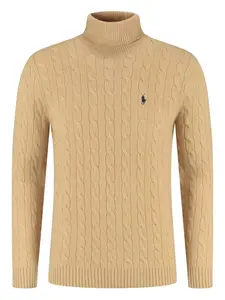 Свитер с высоким воротником и косичкой Polo Ralph Lauren, светло-коричневый