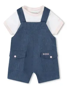 Комплект из футболки и ромпера с вышитым логотипом Boss Kidswear, синий