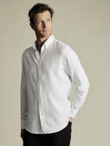 Свободная льняная рубашка slim fit Charles Tyrwhitt, White