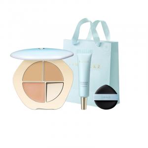 Трехцветная палитра консилера увлажняющая осветляющая выравнивание тона кожи пуховый диск 5г TIMAGE