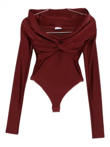 Боди Kandall с вырезом-воротником и открытыми плечами THE ANDAMANE, красный
