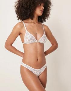 Бразильский комплект нижнего белья Mila с высоким вырезом на шнуровке ASOS DESIGN белого цвета