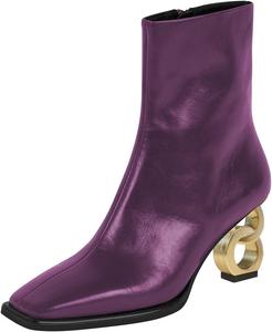 Женские ботильоны FSJ с закрытым квадратным носком, металлической цепочкой и каблуком, на щиколотку с боковой молнией, сексуальные модные короткие ботинки, эластичные для вечеринки, работы и платьев, размеры US 4-16, Purple